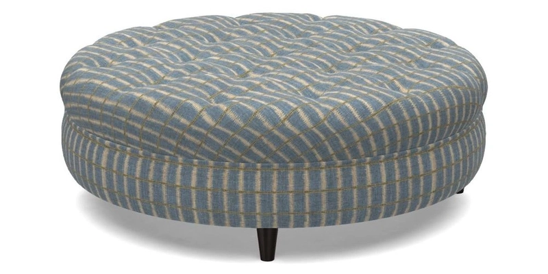 Helmsley Round Footstool in Linwood Omega Velvet Navy