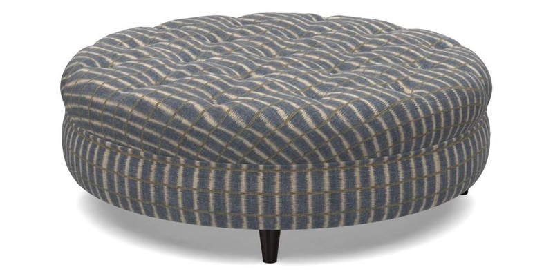 Helmsley Round Footstool in Linwood Omega Velvet Navy