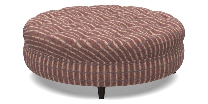 Helmsley Round Footstool in Linwood Omega Velvet Navy