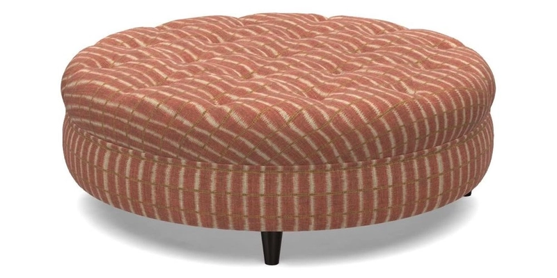 Helmsley Round Footstool in Linwood Omega Velvet Navy