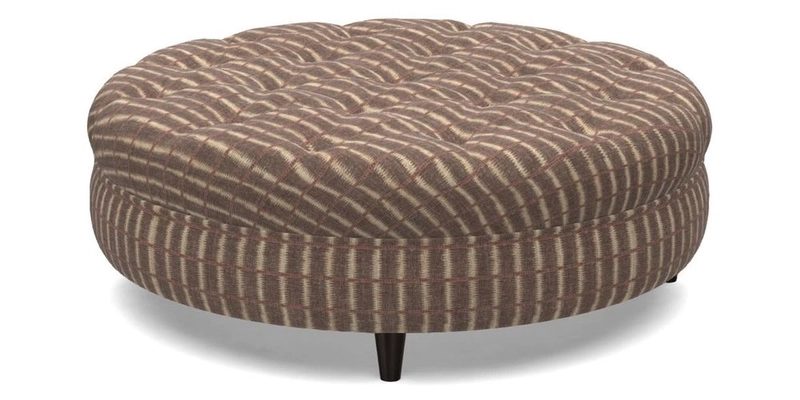 Helmsley Round Footstool in Linwood Omega Velvet Navy