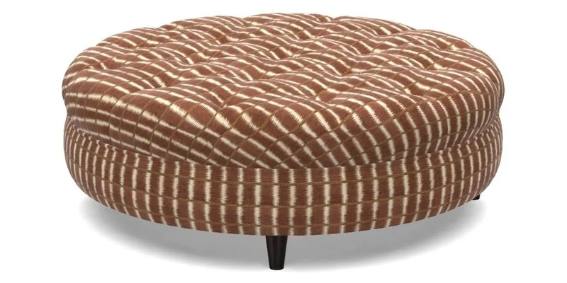 Helmsley Round Footstool in Linwood Omega Velvet Navy