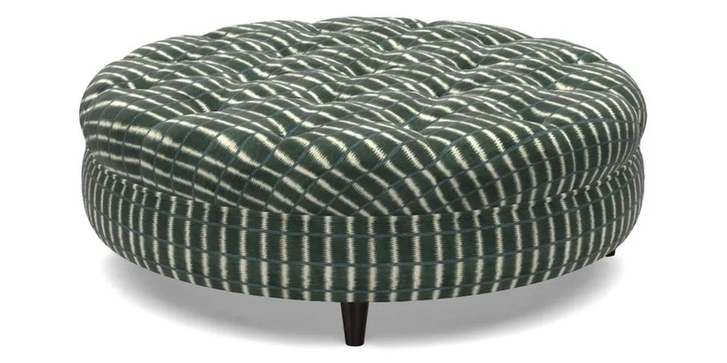 Helmsley Round Footstool in Linwood Omega Velvet Navy