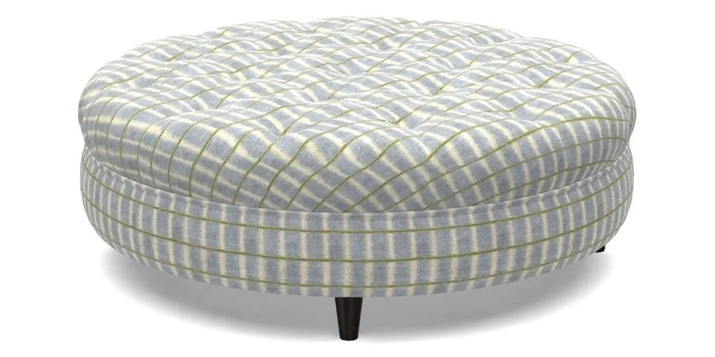 Helmsley Round Footstool in Linwood Omega Velvet Navy