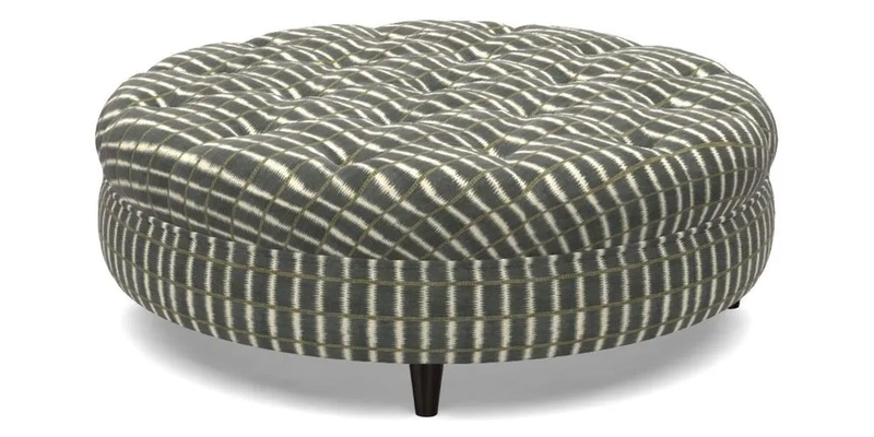 Helmsley Round Footstool in Linwood Omega Velvet Navy
