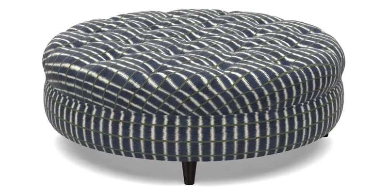 Helmsley Round Footstool in Linwood Omega Velvet Navy