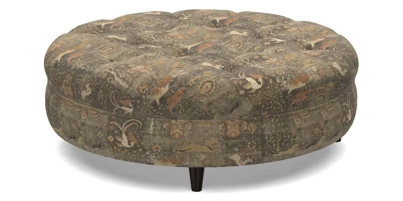 Helmsley Round Footstool in Linwood Omega Velvet Navy