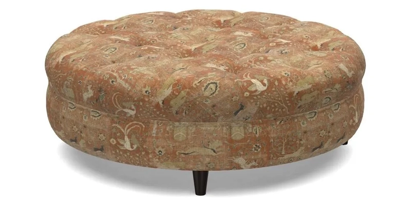 Helmsley Round Footstool in Linwood Omega Velvet Navy