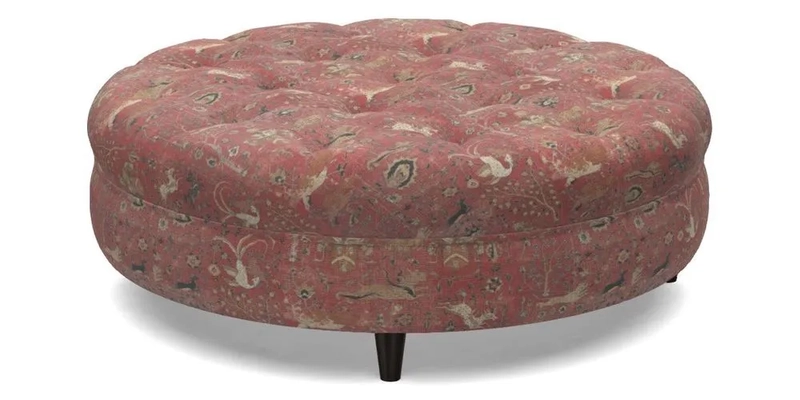 Helmsley Round Footstool in Linwood Omega Velvet Navy
