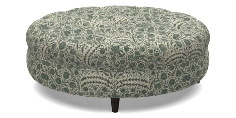 Helmsley Round Footstool in Linwood Omega Velvet Navy