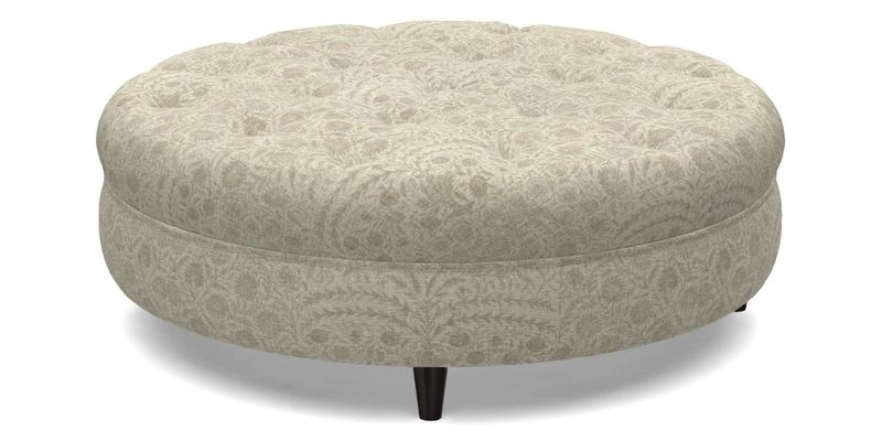 Helmsley Round Footstool in Linwood Omega Velvet Navy