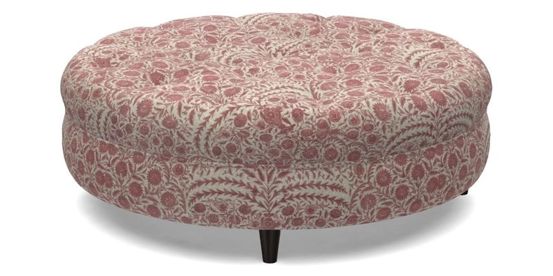 Helmsley Round Footstool in Linwood Omega Velvet Navy