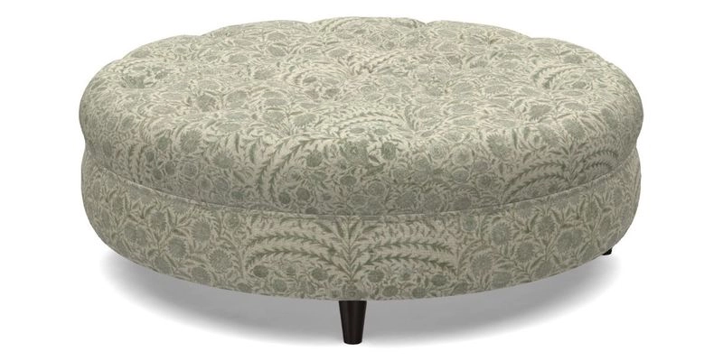 Helmsley Round Footstool in Linwood Omega Velvet Navy