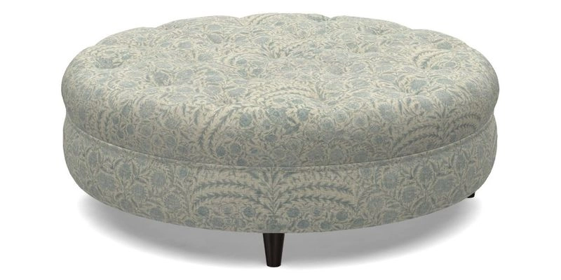 Helmsley Round Footstool in Linwood Omega Velvet Navy