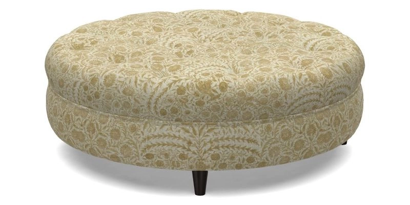 Helmsley Round Footstool in Linwood Omega Velvet Navy