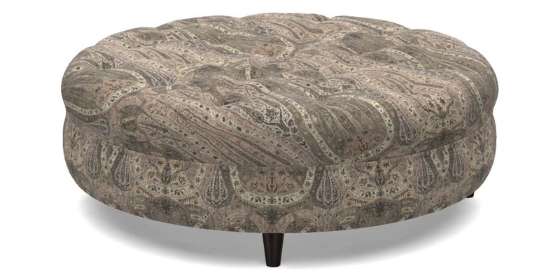 Helmsley Round Footstool in Linwood Omega Velvet Navy