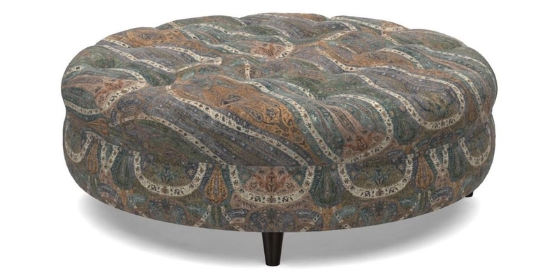 Helmsley Round Footstool in Linwood Omega Velvet Navy