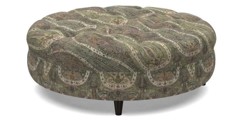 Helmsley Round Footstool in Linwood Omega Velvet Navy
