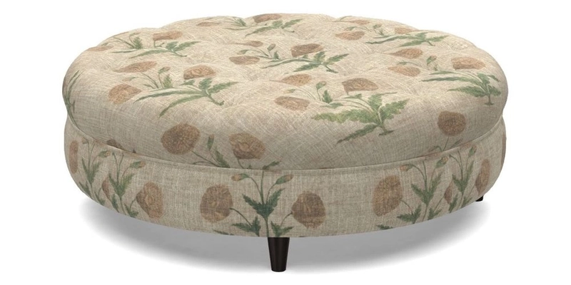 Helmsley Round Footstool in Linwood Omega Velvet Navy