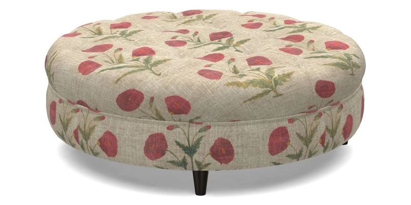 Helmsley Round Footstool in Linwood Omega Velvet Navy