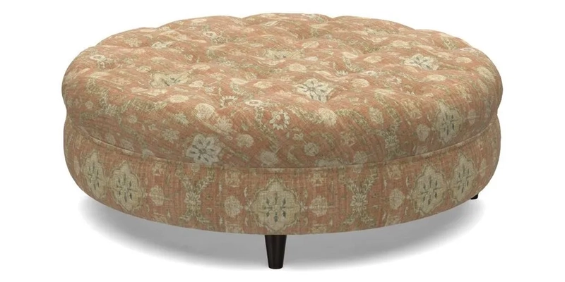 Helmsley Round Footstool in Linwood Omega Velvet Navy
