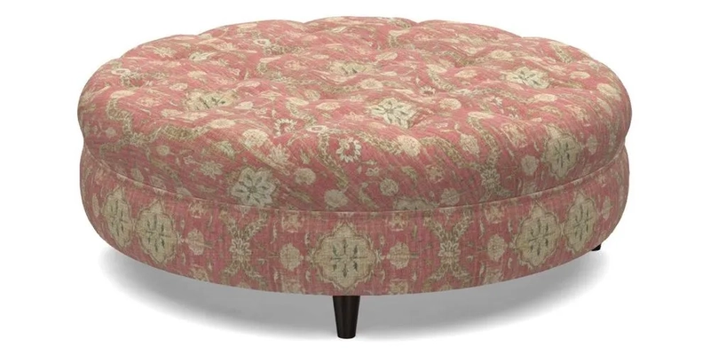Helmsley Round Footstool in Linwood Omega Velvet Navy