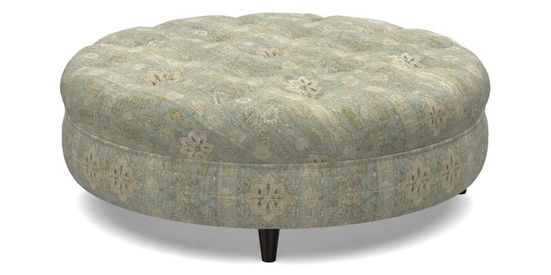 Helmsley Round Footstool in Linwood Omega Velvet Navy