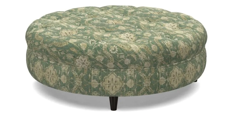 Helmsley Round Footstool in Linwood Omega Velvet Navy