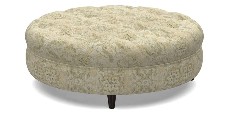 Helmsley Round Footstool in Linwood Omega Velvet Navy