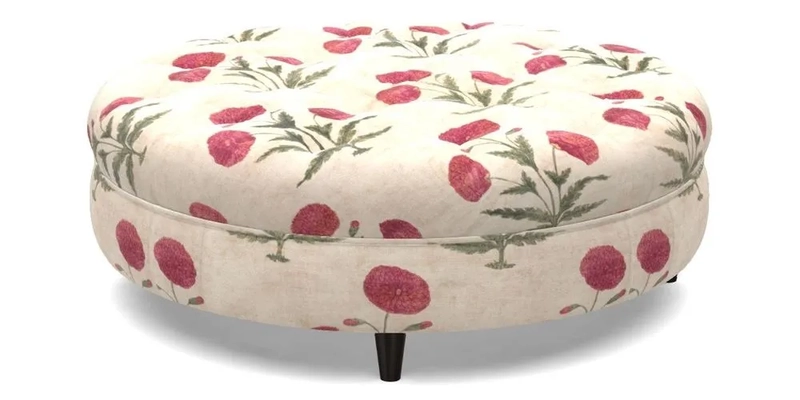 Helmsley Round Footstool in Linwood Omega Velvet Navy