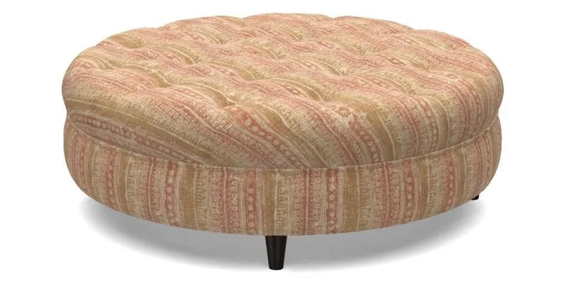 Helmsley Round Footstool in Linwood Omega Velvet Navy