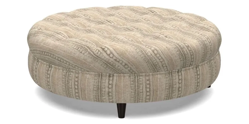 Helmsley Round Footstool in Linwood Omega Velvet Navy