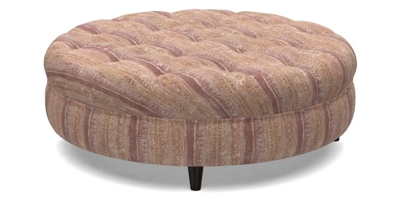 Helmsley Round Footstool in Linwood Omega Velvet Navy