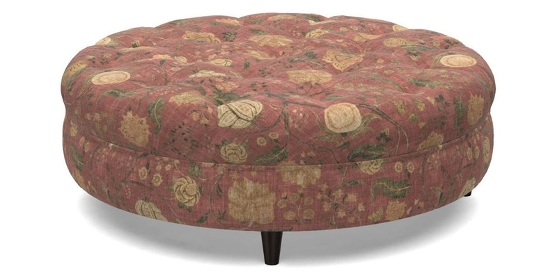 Helmsley Round Footstool in Linwood Omega Velvet Navy