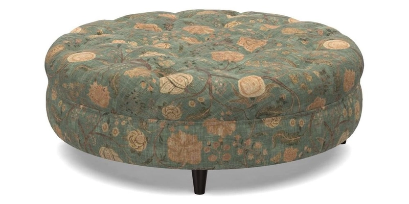 Helmsley Round Footstool in Linwood Omega Velvet Navy