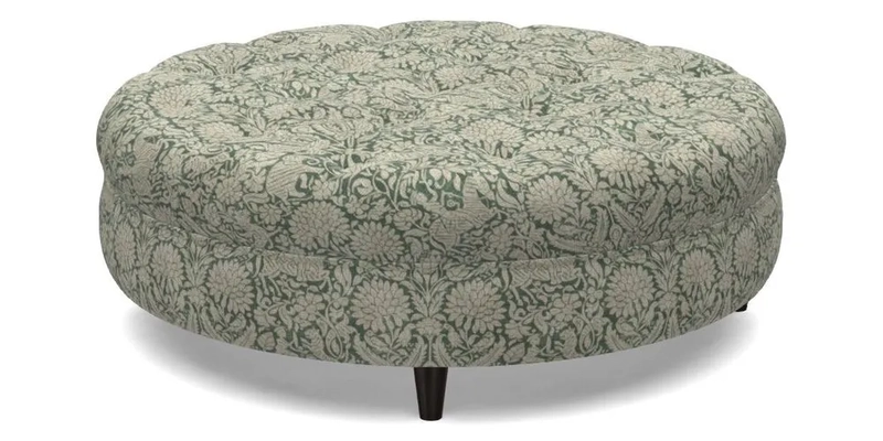 Helmsley Round Footstool in Linwood Omega Velvet Navy