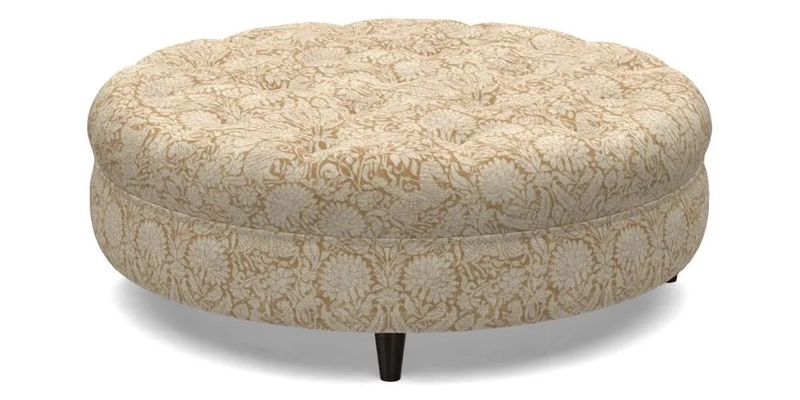 Helmsley Round Footstool in Linwood Omega Velvet Navy