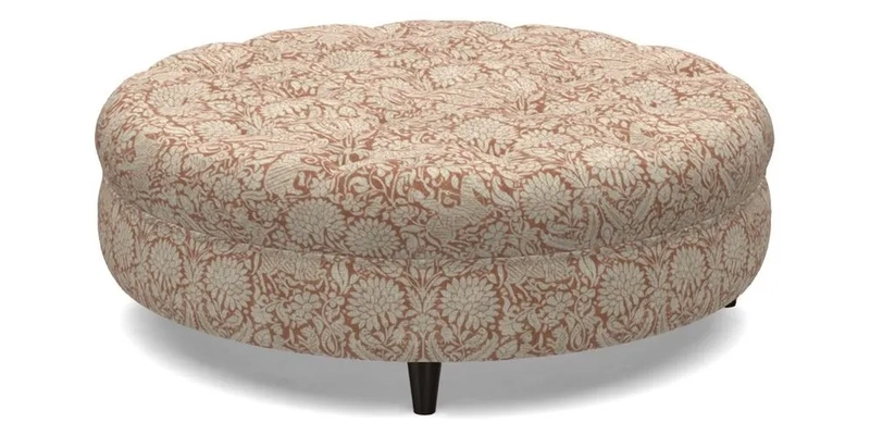 Helmsley Round Footstool in Linwood Omega Velvet Navy