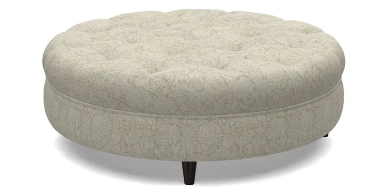 Helmsley Round Footstool in Linwood Omega Velvet Navy