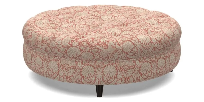 Helmsley Round Footstool in Linwood Omega Velvet Navy