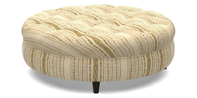 Helmsley Round Footstool in Linwood Omega Velvet Navy
