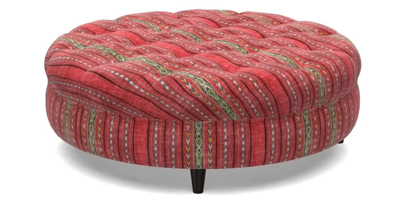 Helmsley Round Footstool in Linwood Omega Velvet Navy
