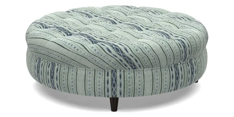 Helmsley Round Footstool in Linwood Omega Velvet Navy