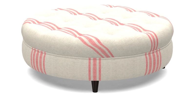 Helmsley Round Footstool in Linwood Omega Velvet Navy