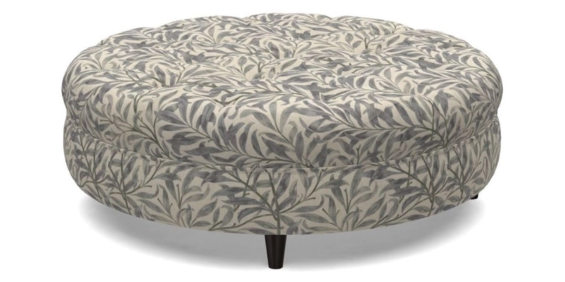 Helmsley Round Footstool in Linwood Omega Velvet Navy