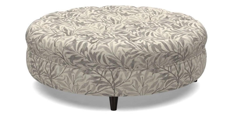 Helmsley Round Footstool in Linwood Omega Velvet Navy