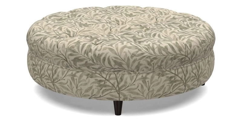 Helmsley Round Footstool in Linwood Omega Velvet Navy