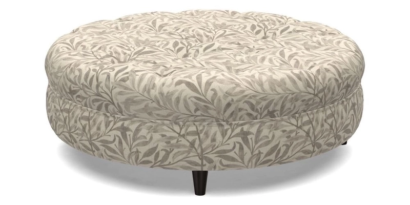 Helmsley Round Footstool in Linwood Omega Velvet Navy