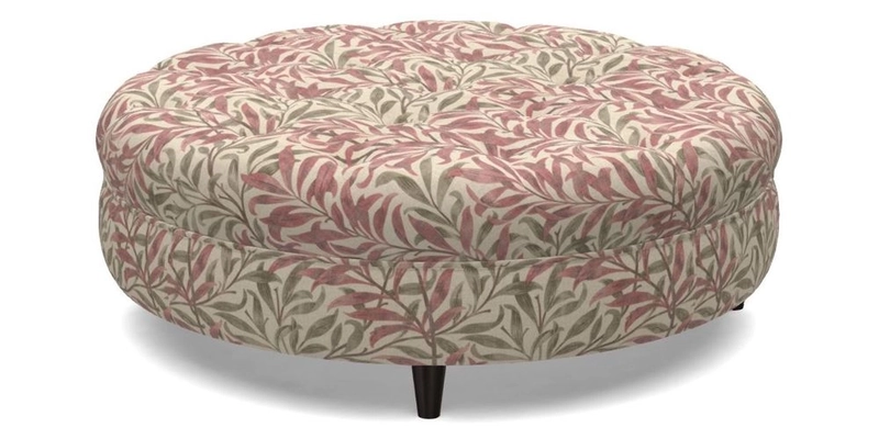 Helmsley Round Footstool in Linwood Omega Velvet Navy