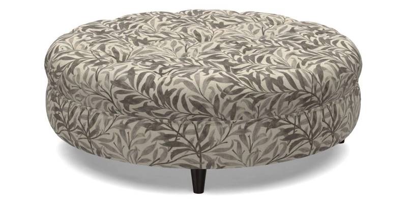 Helmsley Round Footstool in Linwood Omega Velvet Navy